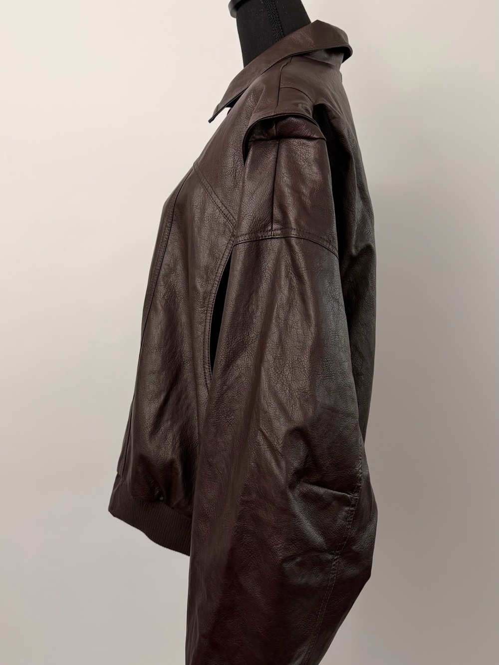 Vegan Leather Bomber Zip-Front Jacket - Picture 2 of 8
